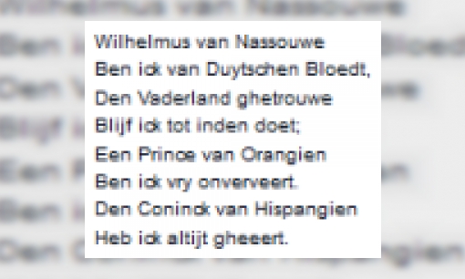 Plaatje Volkslied Wilhelmus