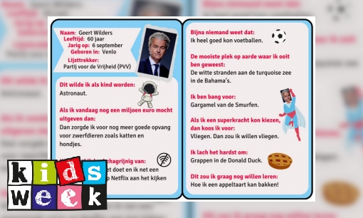Plaatje Vriendenboekje van lijsttrekkers - Geert Wilders