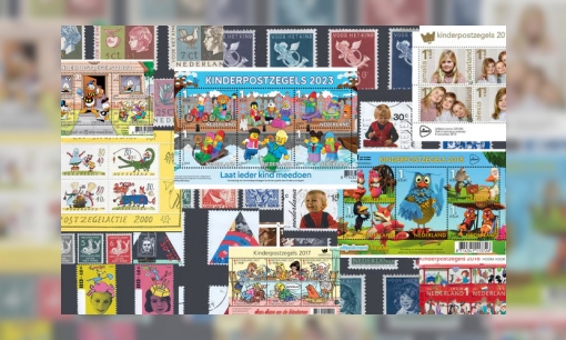 Plaatje Alle kinderpostzegels op een rij